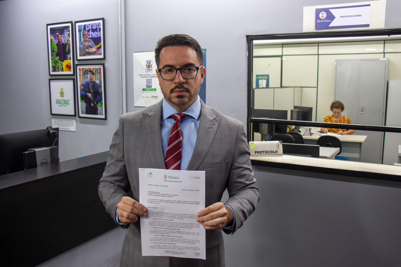 Vereador Rodrigo Guedes no protocolo da Secretaria de Segurança Pública (Foto: Divulgação)