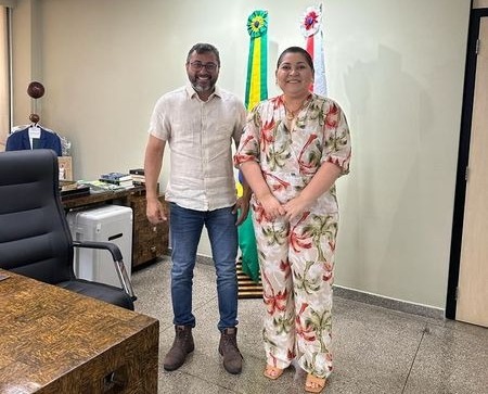 Governador Wilson Lima e prefeita Patrícia Lopes, de Presidente Figueiredo (Foto: Dircom/PPF)
